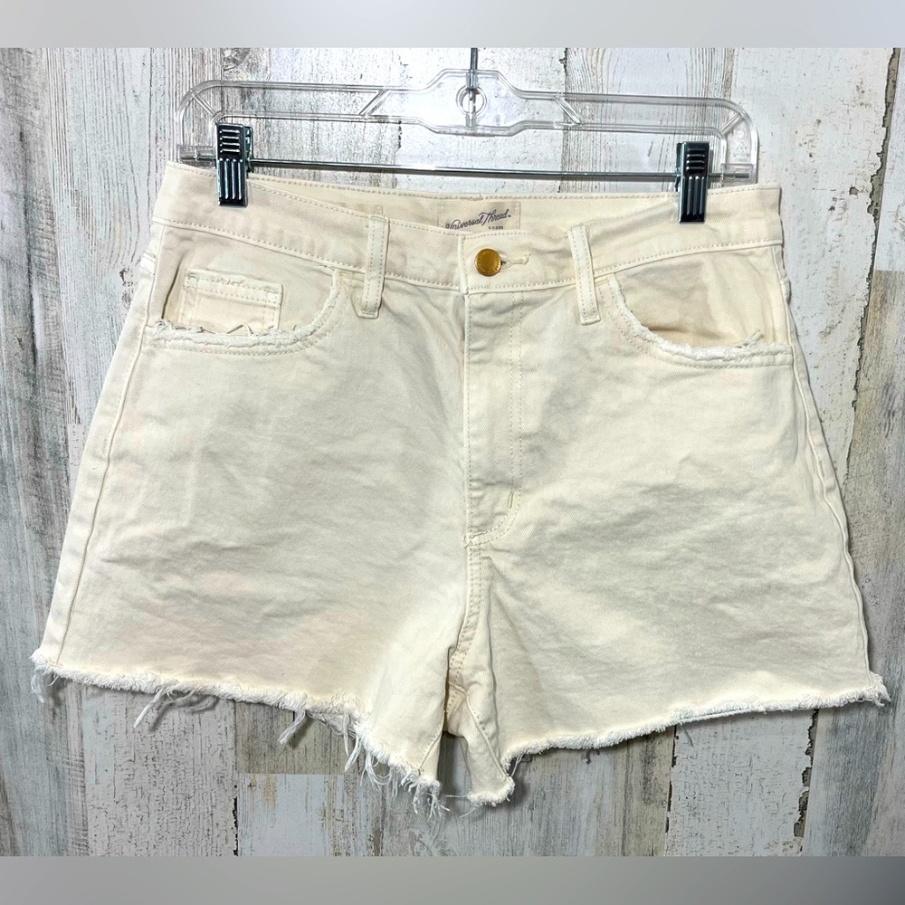 Universal Thread Cotton Highest Rise Shortie Denim Cream Shorts Women's Size 8